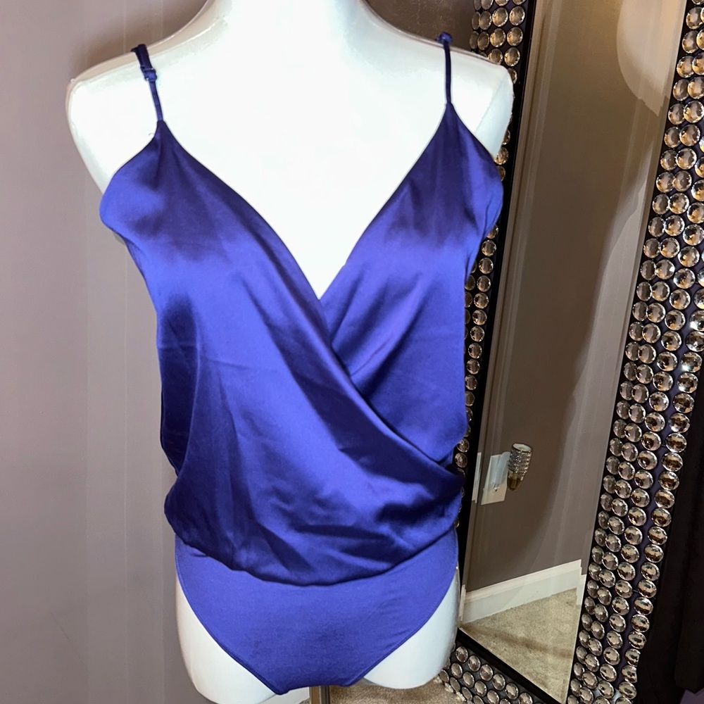 Express Blue Satin Bodysuit